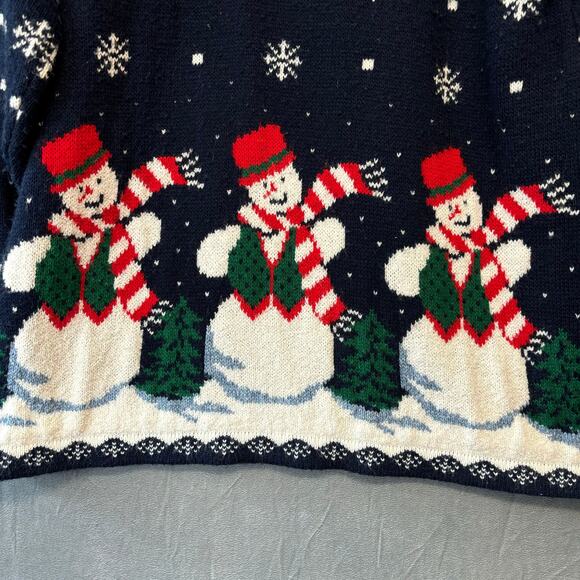 VTG Classic Elements Vintage Christmas Sweater Large USA Made Knit Snowman Scene - Picture 2 of 12